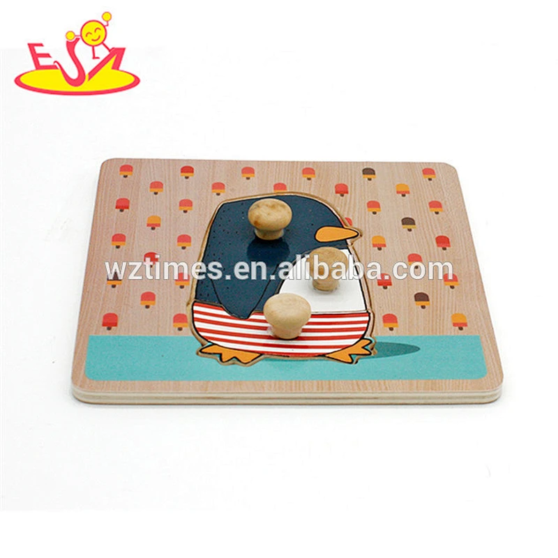 Wholesale cheap wooden animal shape peg puzzle toy for toddlers W14M104