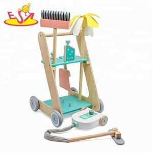 New hottest pretend play toys wooden kids vacuum cleaner for wholesale W10D194B