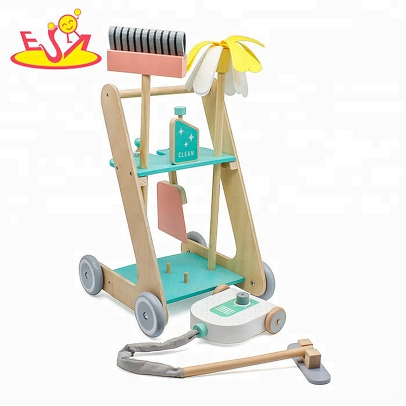 New hottest pretend play toys wooden kids vacuum cleaner for wholesale W10D194B