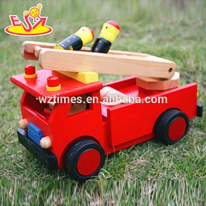 wholesale funny engine wooden fire truck toy for kids W04A267