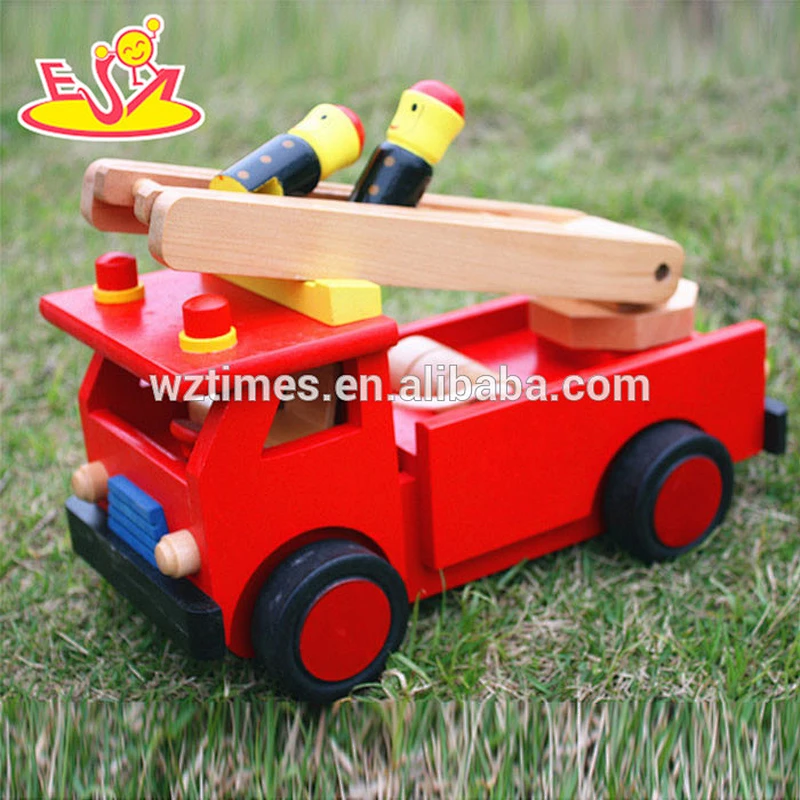 wholesale funny engine wooden fire truck toy for kids W04A267