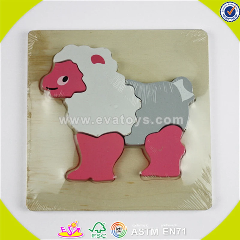 Wholesale beautiful kids wooden animal jigsaw toy hot sale wooden animal jigsaw toy best gift baby puzzle W14G012