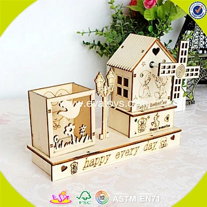 Wholesale top fashion children wooden pen container popular wooden pen container W02A031