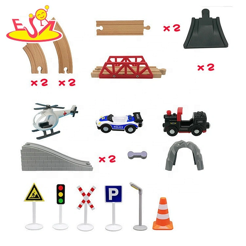 2019 New arrival 22 pieces educational wooden train track set for kids W04C183