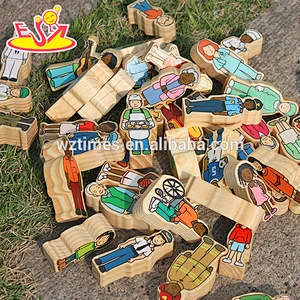 Wholesale early learning 42pcs wooden puppet doll toy hot sale wooden puppet doll toy for baby W06D067
