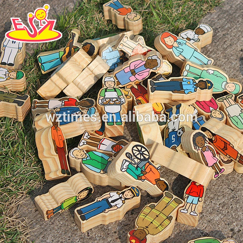 Wholesale early learning 42pcs wooden puppet doll toy hot sale wooden puppet doll toy for baby W06D067