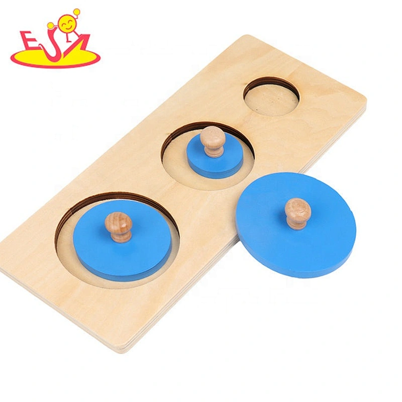 High quality 4 in 1 toddlers wooden montessori puzzle with knob W12F102