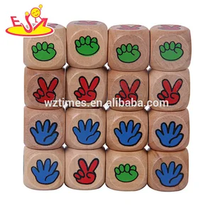 2018 wholesale children's educational 20mm Custom Wood Printed Dice W01A320