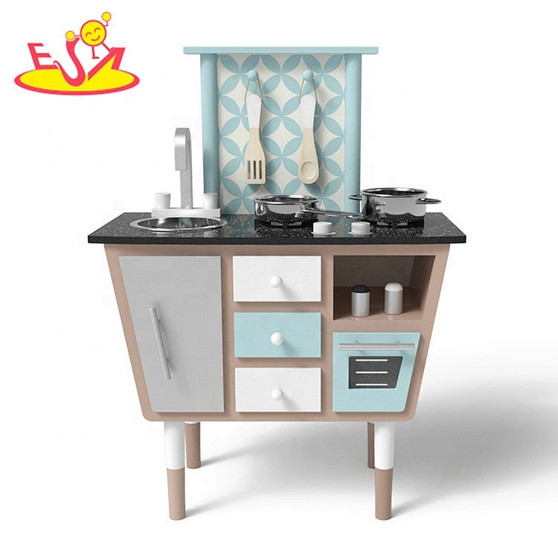 2019 New design children wooden steel kitchen set toy for play W10C475B