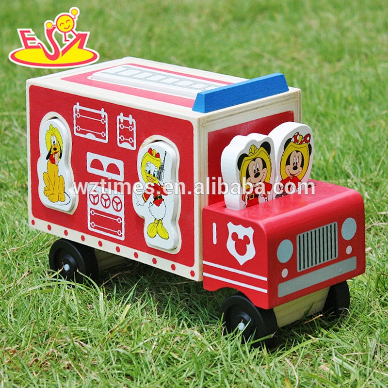 Wholesale cartoon wooden car toys for kids W04A287