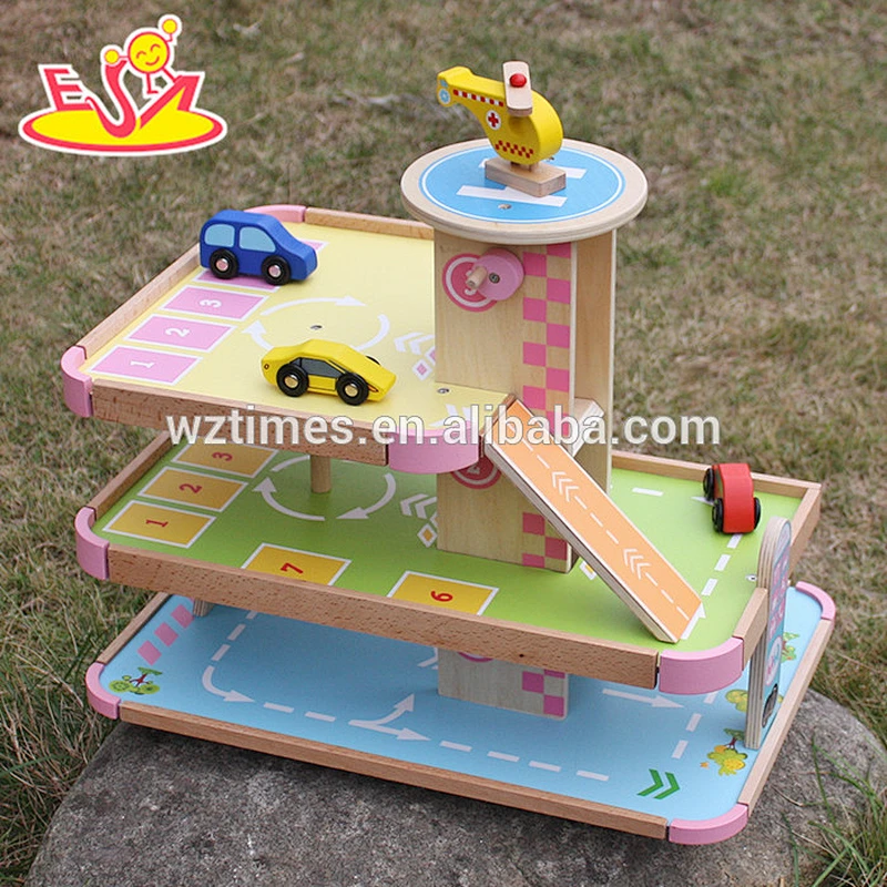 wholesale new design children wooden parking garage toy W04B050