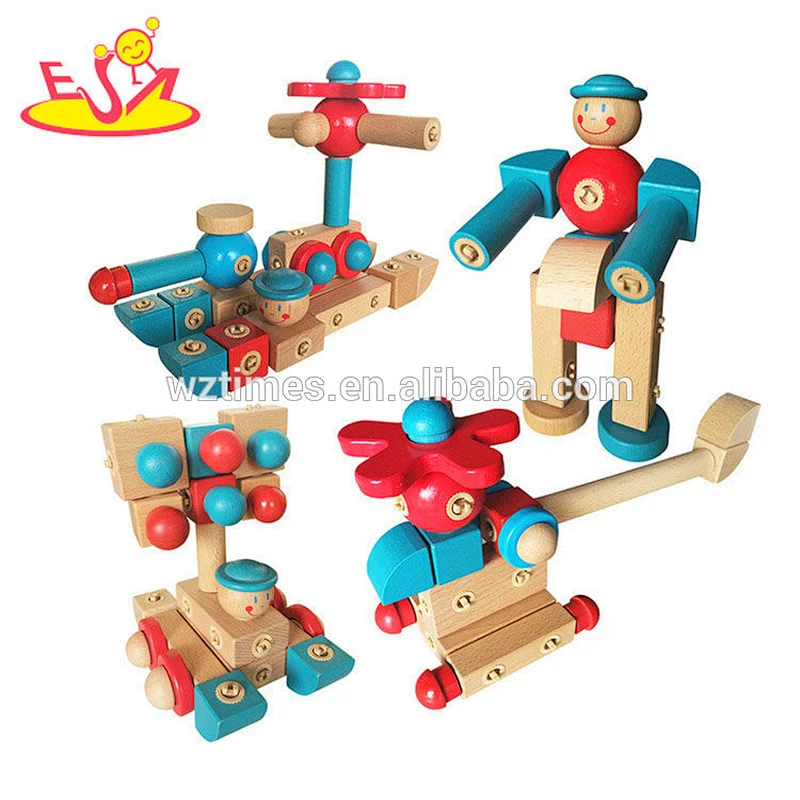 Wholesale diy kids educational wooden assemble toys for baby W03B074