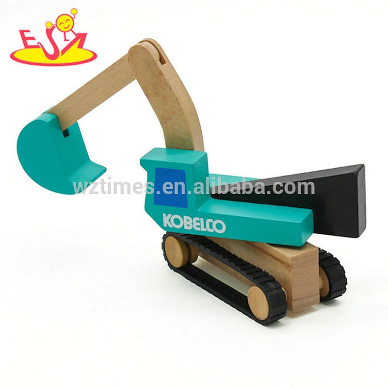 New hottest kids mini wooden toy backhoe for wholesale W04A381