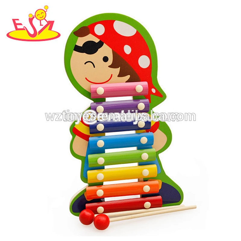Wholesale hottest multi function baby wooden musical pull cart toy 8 tones xylophone for sale W07C024