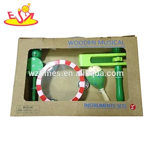 Wholesale wooden musical set baby musical toys with harmonica sand ball and xylophone W07A022