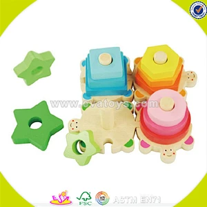 wholesale colorful kids stacking wooden geometric blocks educational children wooden geometric blocks game W13E064