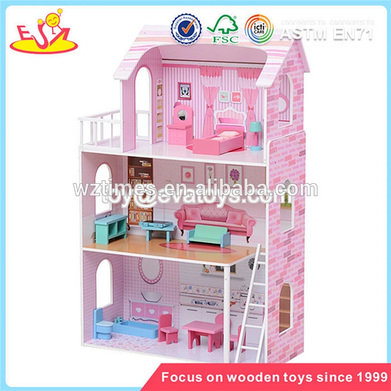 Wholesale beautiful girls wooden crafted dollhouse toy wonderful wooden crafted dollhouse W06A231