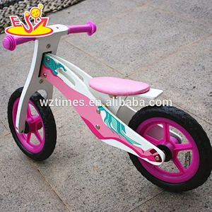 wholesale high quality children wooden pink balance bike cheap kids wooden pink balance bike W16C126