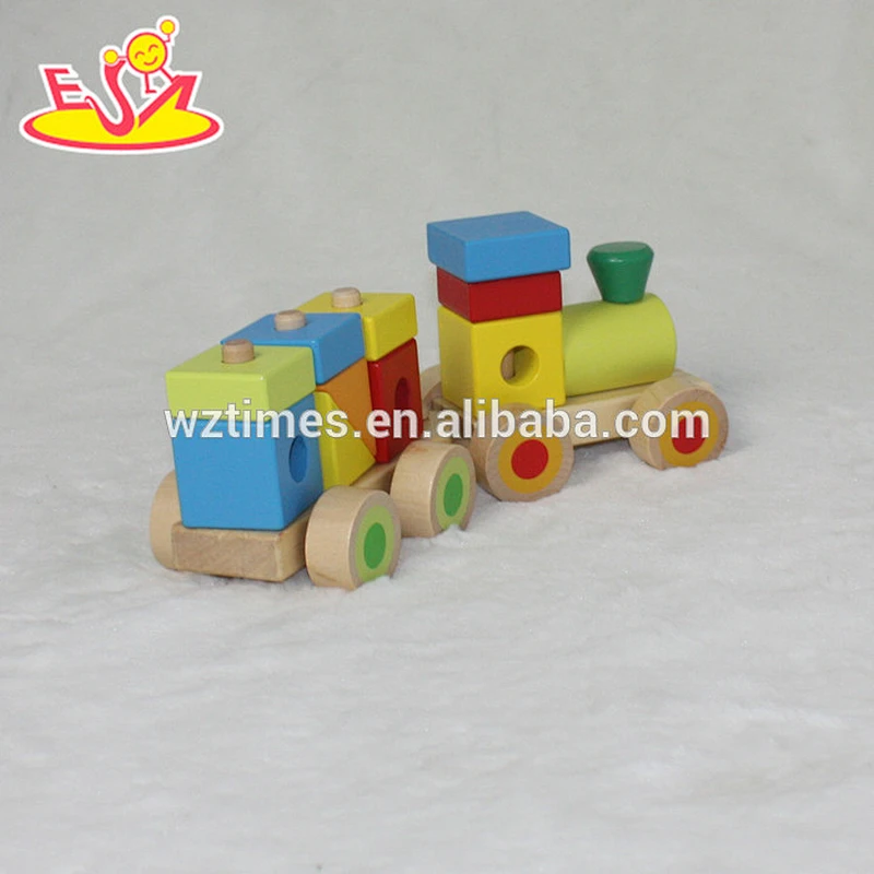 2018 wholesale baby wooden train block funny kids wooden train block new fashion children wooden train block W04A261