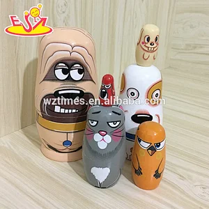 2018 Wholesale cheap matryoshkas interesting nesting dolls wooden for kids W06D100