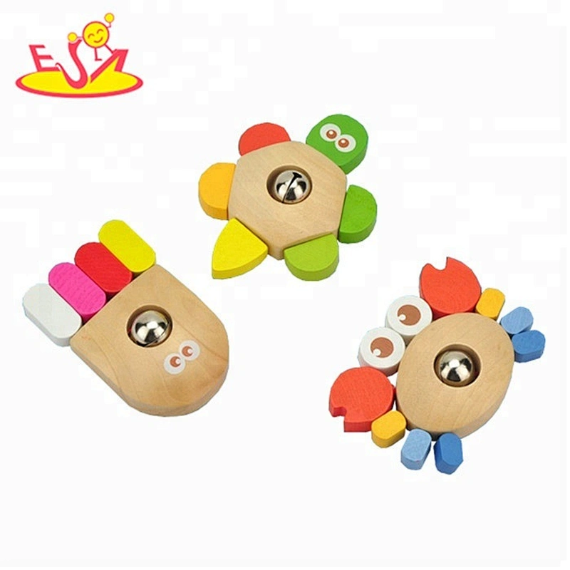 Wholesale lovely kids wooden clutching toy colorful wooden octopus and turtles and crabs clutching toy W08K015