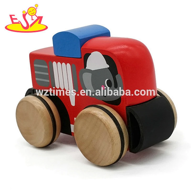 New arrival cartoon kids wooden toys with wheels W04A379