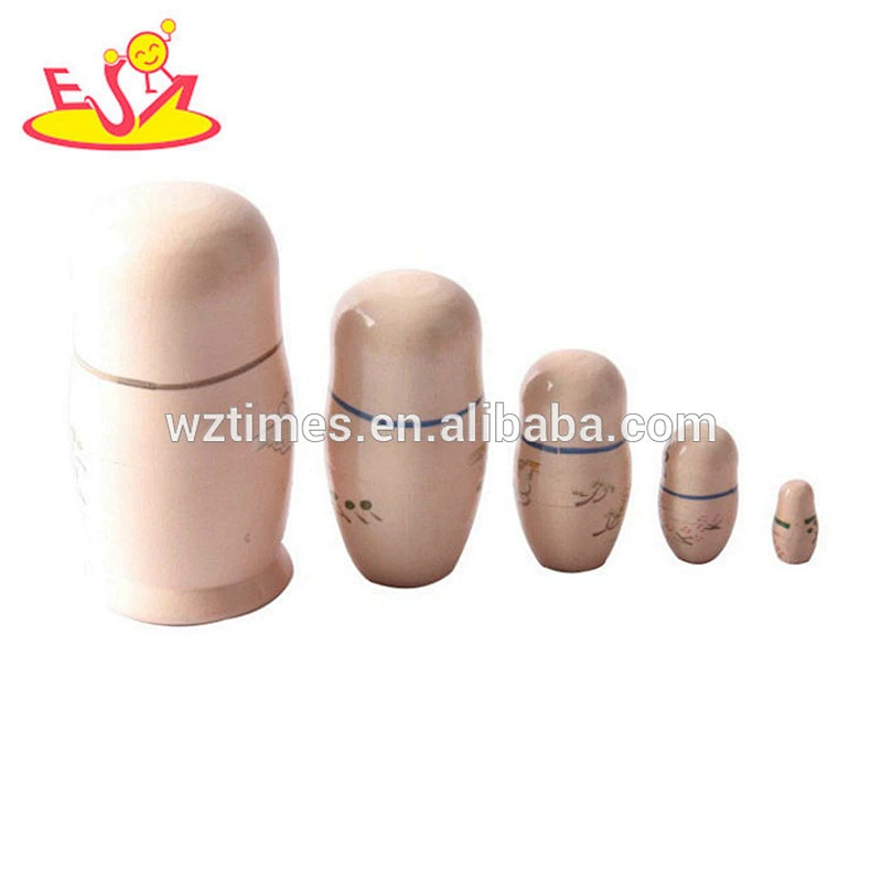 Wholesale traditional style wooden toy russian nesting doll for home decoration W06D088