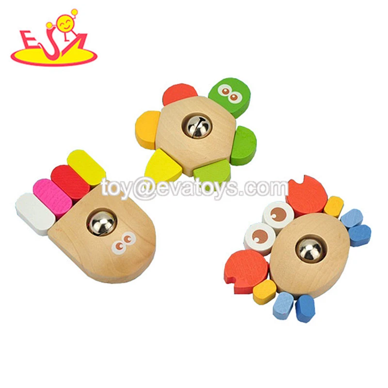 hot sale handmade wooden baby rattle for newborns W07G008