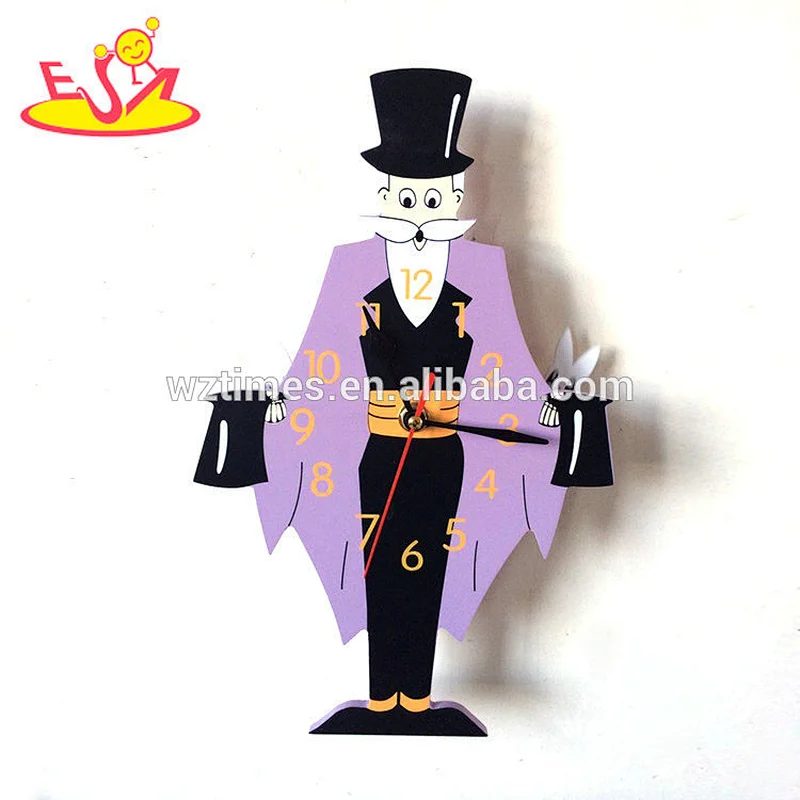 wholesale creative style magician shape wooden kids alarm clock for sale W14K034