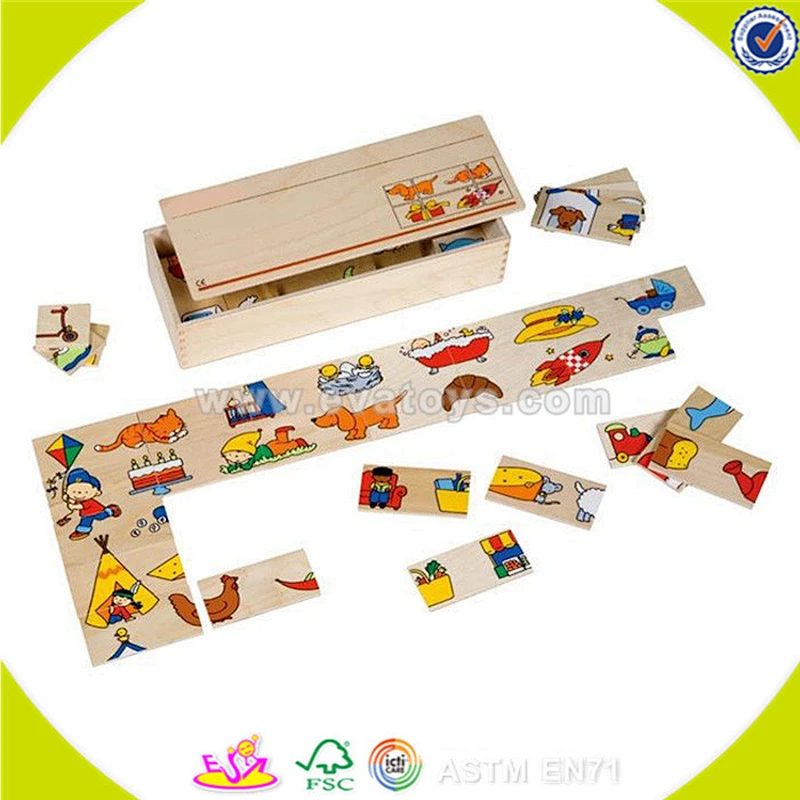 Wholesale fashionable kids wooden domino toy with oem W15A055