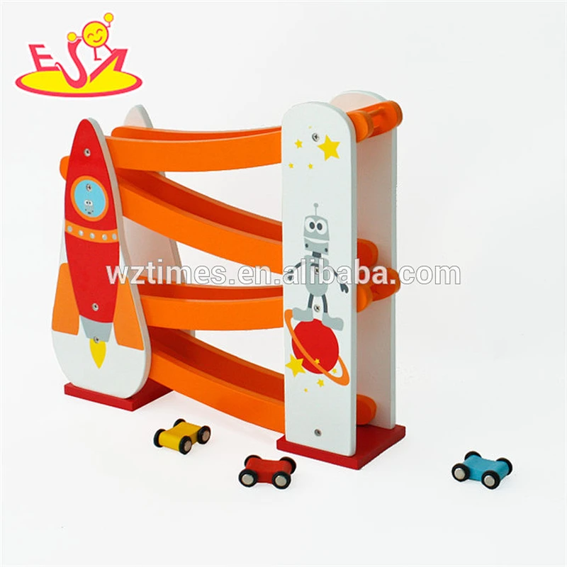 Wholesale mini car ramp wooden car slide rail toy for children W04E057