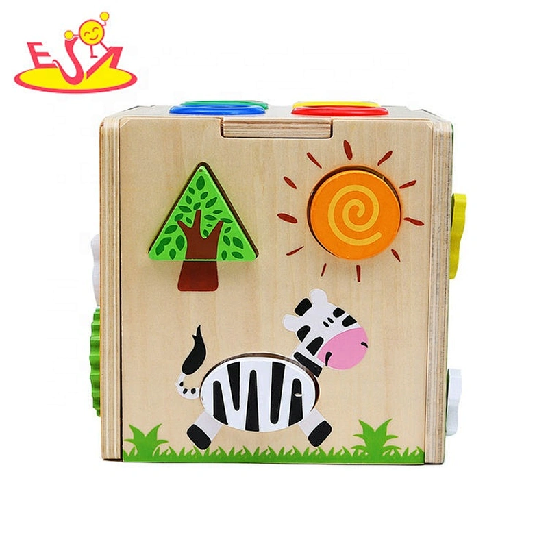 2019 Most popular multi function wooden busy learners cube for prescholers W12D175