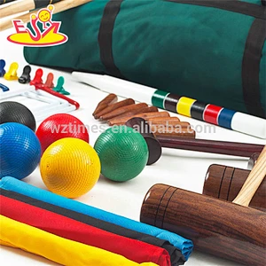 Classical outdoor 4 player children wooden croquet for family W01D004