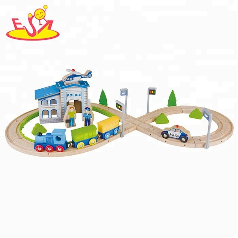 New arrival 80 PCS toy wooden children train set for education W04C079B