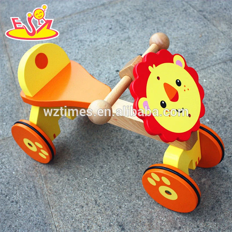 2018 wholesale kids wooden lion toy car fashion children wooden lion toy car hot sale wooden lion toy car W16A025