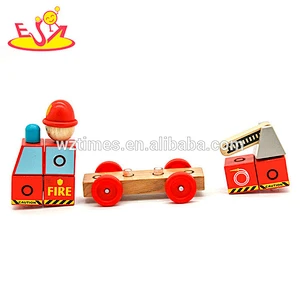Wholesale red creative mini wooden cart toy bring fun for toddler W04A348
