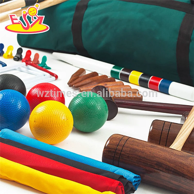 Top fashion children 6 group of wooden croquet set for outdoor W01D003
