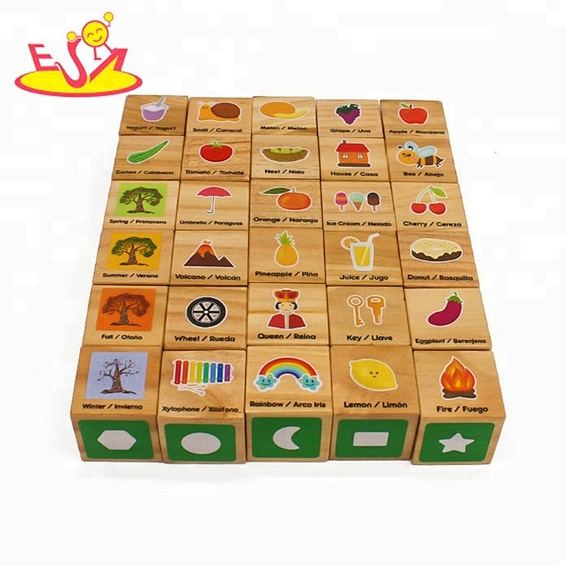 High quality 30 PCS early learning wooden baby building blocks for education W13A158