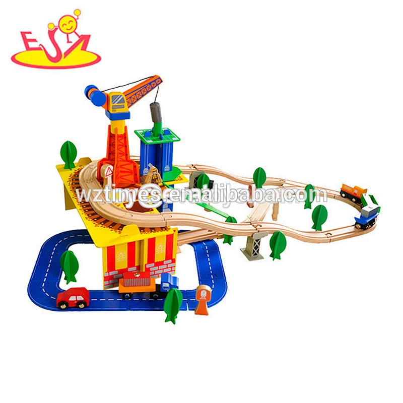 2018 wholesale educational baby wooden train track popular kids wooden train track W04C032