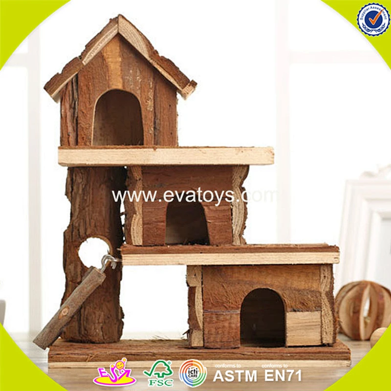2018 New design wooden hamster pet house mini wooden hamster pet house W06F017