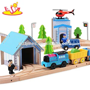 Wholesale diy assemble children wooden railway set for sale W04C079