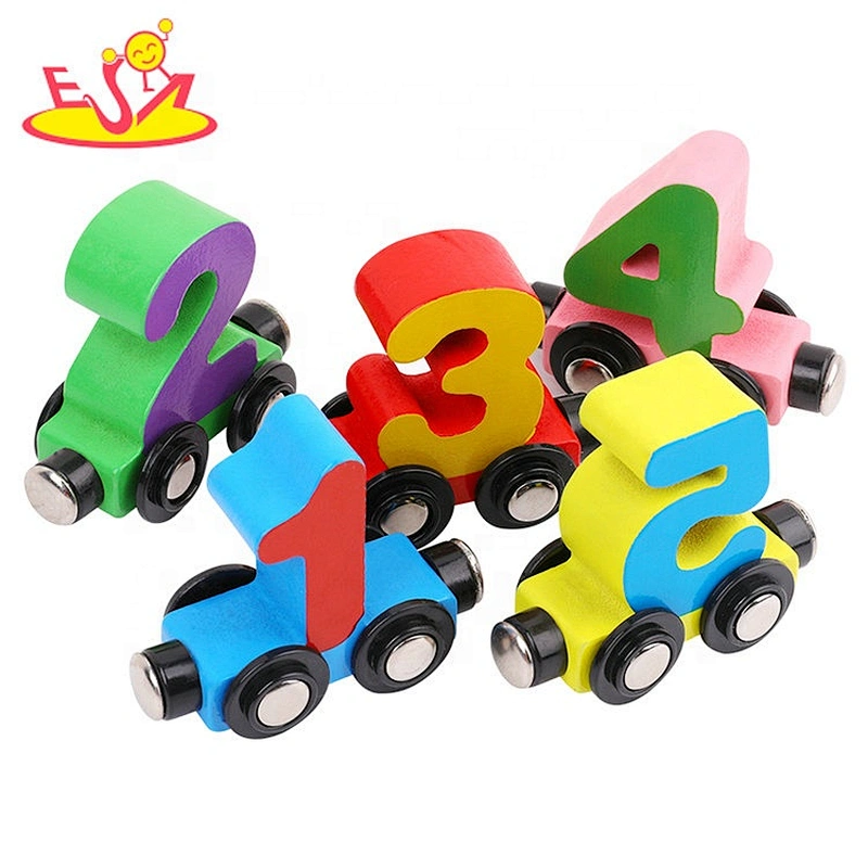 New design number shape wooden toy train for education W04A455