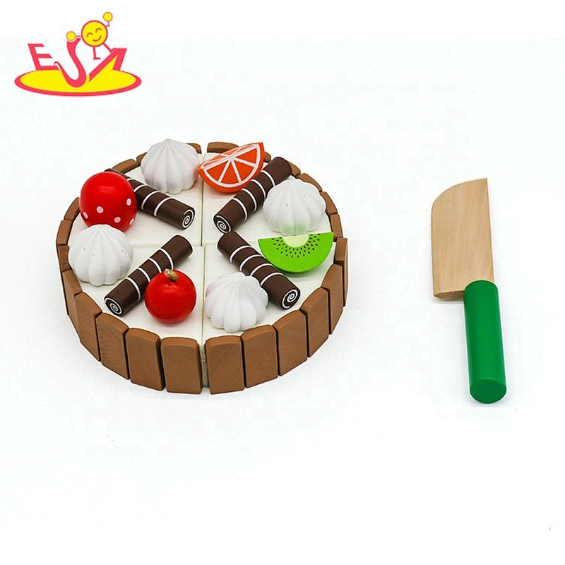 New design colorful wooden toy cake set for kids W10B320