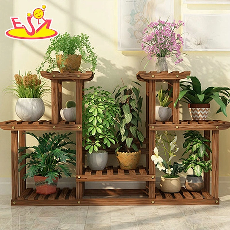 Custom white wooden movable outdoor plant shelves and racks W08H118C