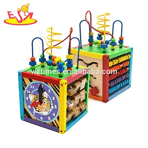 2018 wholesale multi-function toddlers wooden bead activity table new design funny kids wooden bead activity table W11B137