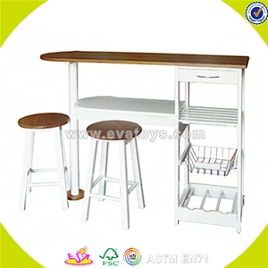 wholesale white wooden table and stools top quality kids wooden white table and stools W08G084