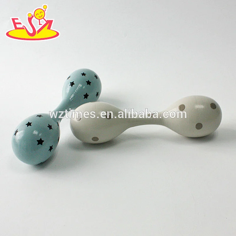 Wholesale hot sale hand painted maracas wooden children hand shaker W07I130