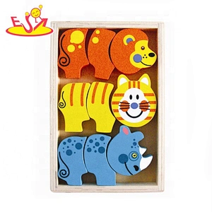 Most popular wooden animal blocks toys for kids W13E030
