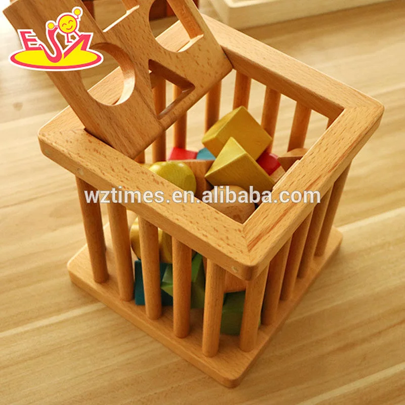 Wholesale top fashion wooden different shapes geometric blocks toy for children W12F024