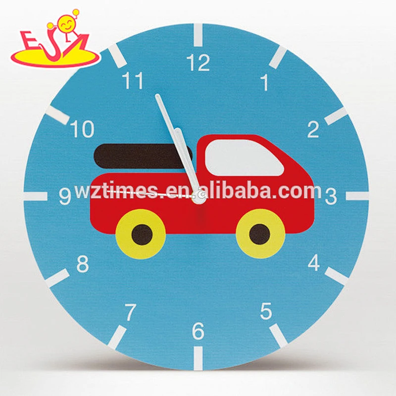 2018 wholesale cartoon wooden wall clock for kids best design wooden wall clock for kids hot wooden wall clock for kids W09D021